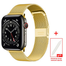 Load image into Gallery viewer, Milanese Stainless Steel Metal for apple watch Watchband 38mm 40mm 42mm 44mm Band Strap for iwatch Bracelet series 6 SE 5 4 321