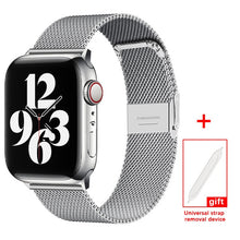 Load image into Gallery viewer, Milanese Stainless Steel Metal for apple watch Watchband 38mm 40mm 42mm 44mm Band Strap for iwatch Bracelet series 6 SE 5 4 321