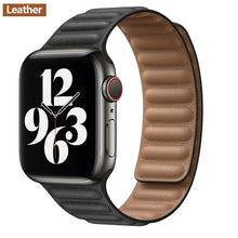 Load image into Gallery viewer, Leather Link strap For Apple watch band 44mm 40mm 38mm 42mm watchabnd original Magnetic Loop bracelet iWatch seires 3 5 4 6 SE