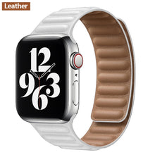 Load image into Gallery viewer, Leather Link strap For Apple watch band 44mm 40mm 38mm 42mm watchabnd original Magnetic Loop bracelet iWatch seires 3 5 4 6 SE