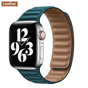 Leather Link strap For Apple watch band 44mm 40mm 38mm 42mm watchabnd original Magnetic Loop bracelet iWatch seires 3 5 4 6 SE