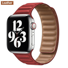 Load image into Gallery viewer, Leather Link strap For Apple watch band 44mm 40mm 38mm 42mm watchabnd original Magnetic Loop bracelet iWatch seires 3 5 4 6 SE