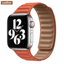 Load image into Gallery viewer, Leather Link strap For Apple watch band 44mm 40mm 38mm 42mm watchabnd original Magnetic Loop bracelet iWatch seires 3 5 4 6 SE