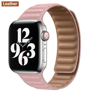 Leather Link strap For Apple watch band 44mm 40mm 38mm 42mm watchabnd original Magnetic Loop bracelet iWatch seires 3 5 4 6 SE