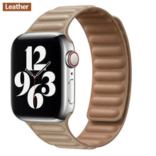 Load image into Gallery viewer, Leather Link strap For Apple watch band 44mm 40mm 38mm 42mm watchabnd original Magnetic Loop bracelet iWatch seires 3 5 4 6 SE