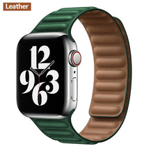 Load image into Gallery viewer, Leather Link strap For Apple watch band 44mm 40mm 38mm 42mm watchabnd original Magnetic Loop bracelet iWatch seires 3 5 4 6 SE