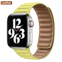 Load image into Gallery viewer, Leather Link strap For Apple watch band 44mm 40mm 38mm 42mm watchabnd original Magnetic Loop bracelet iWatch seires 3 5 4 6 SE