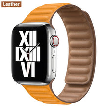 Load image into Gallery viewer, Leather Link strap For Apple watch band 44mm 40mm 38mm 42mm watchabnd original Magnetic Loop bracelet iWatch seires 3 5 4 6 SE