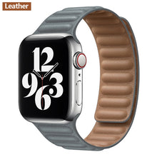 Load image into Gallery viewer, Leather Link strap For Apple watch band 44mm 40mm 38mm 42mm watchabnd original Magnetic Loop bracelet iWatch seires 3 5 4 6 SE