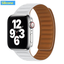 Load image into Gallery viewer, Leather Link strap For Apple watch band 44mm 40mm 38mm 42mm watchabnd original Magnetic Loop bracelet iWatch seires 3 5 4 6 SE