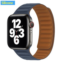 Load image into Gallery viewer, Leather Link strap For Apple watch band 44mm 40mm 38mm 42mm watchabnd original Magnetic Loop bracelet iWatch seires 3 5 4 6 SE