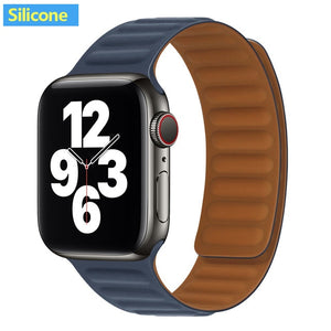 Leather Link strap For Apple watch band 44mm 40mm 38mm 42mm watchabnd original Magnetic Loop bracelet iWatch seires 3 5 4 6 SE