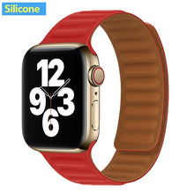 Load image into Gallery viewer, Leather Link strap For Apple watch band 44mm 40mm 38mm 42mm watchabnd original Magnetic Loop bracelet iWatch seires 3 5 4 6 SE