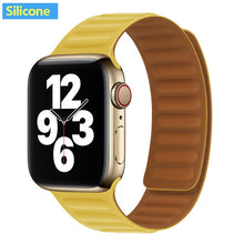 Load image into Gallery viewer, Leather Link strap For Apple watch band 44mm 40mm 38mm 42mm watchabnd original Magnetic Loop bracelet iWatch seires 3 5 4 6 SE