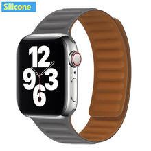 Load image into Gallery viewer, Leather Link strap For Apple watch band 44mm 40mm 38mm 42mm watchabnd original Magnetic Loop bracelet iWatch seires 3 5 4 6 SE