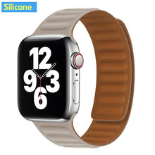 Load image into Gallery viewer, Leather Link strap For Apple watch band 44mm 40mm 38mm 42mm watchabnd original Magnetic Loop bracelet iWatch seires 3 5 4 6 SE